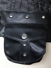 Women's Vintage Brocade Steel Boned Waist Training Corset with Pouches Black Detail View