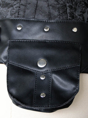 Qadın Vintage Brocade Çelik Sümüklü Bel Çantaları Qara Detallı Görünüşlü Bel Təlim Korseti