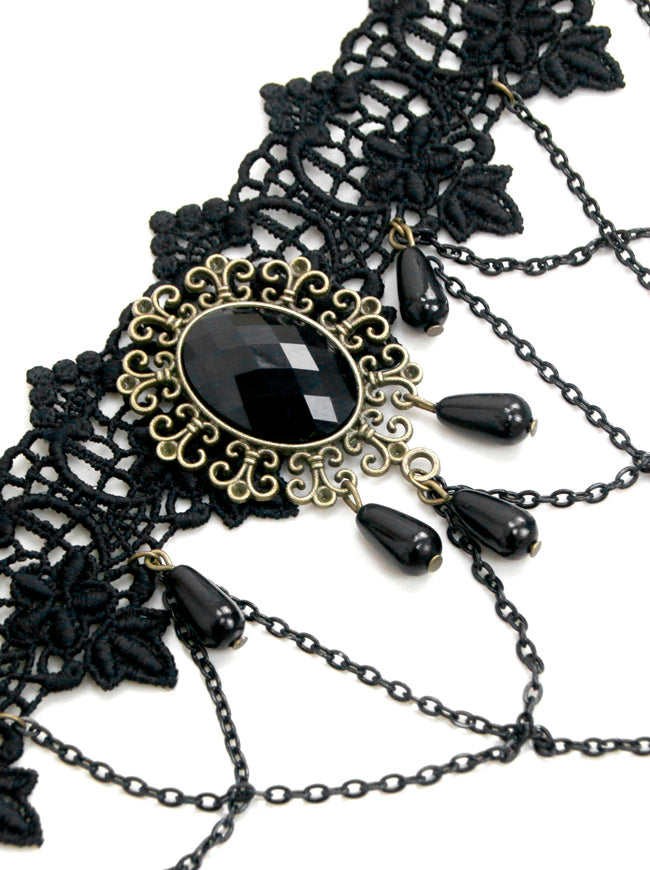 Gothic Chokers Steampunk Black Lace Choker Necklace Gothic Jewe