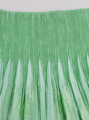 فستان صيفي نسائي غير رسمي مطبوع عليه أزهار بدون حمالات أو تنورة باللون الأخضر