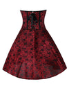 Damenmode Rose Print Reißverschluss ohne Knochen High Low Dance Dress Red Back View