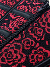 Women's Hot Sale Rose Print Zipper Boned High Low Clubwear Dress Red Detail View