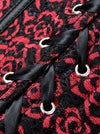 Women's Burlesque All-match Rose Print Zipper Boned High Low Dress Red Detail View