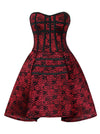 Steampunk Gothic Rose Print Zipper Boned High Low Corset Dress Main View