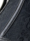 Corset serre-taille Jacquard en faux cuir désossé en acier de haute qualité pour femmes avec haussement d'épaules noir vue détaillée
