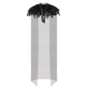 Charmian Costume Accessories Gothic Shrug Wrap Feather Shawl with Lace Cape Main View