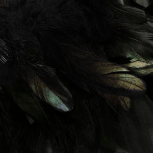 شال الرأس القوطي من الريش الطبيعي الأسود مع تفاصيل الياقة View-1