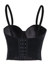 Women's Steampunk Adjustable Spaghetti Strap Beads Clubwear Party Bra Top Black Back View