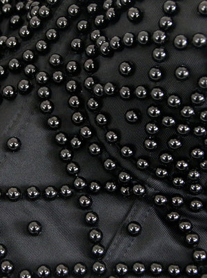 Women's Retro Spaghetti Strap Beads Clubwear Party Bra Top Black Detail View