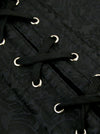 Fashion Brocade Spiral Steel Boned Halloween Corset with Buckles Black Detail View