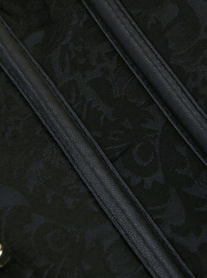 Haute qualité brocart spirale en acier désossé taille cincher corset avec boucles noir vue détaillée