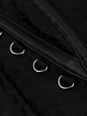 Retro 12 spirale en acier corset de brocart désossé avec boucles femmes noires Cosplay vue détaillée