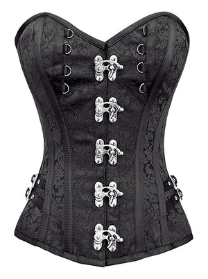 Steampunk gothique brocart spirale en acier corset désossé avec boucles