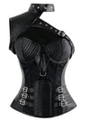 Gothic Steampunk Steel Boned Leather Overbust Corset with Shrug Main View