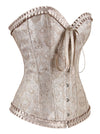 Women's Elegant Brocade Jacquard Embroidered Wedding Corset Bustier Lingerie Apricot Side View