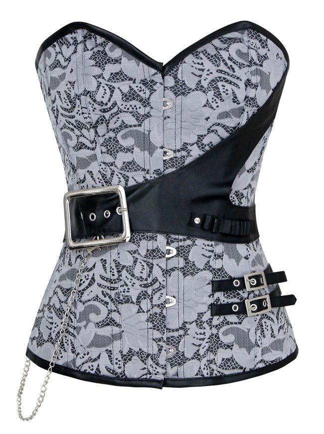 Steampunk-themed Floral Boning Lace-up Corset Bustier Cosplay Costume