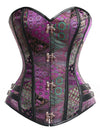 Steampunk Gothic Brocade Steel Boned Bustier Corset with Buckle