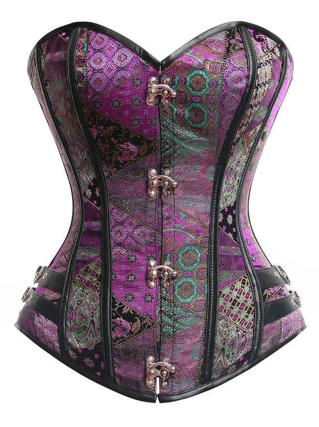 Steampunk Gothic Brocade Steel Boned Bustier Corset with Buckle – Charmian  Corset