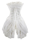 Elegant Classical Lady White Lace Steampunk Strapless Lace Up Body Shapewear Overbust Corset Tops Back View