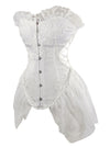 Elegant Vintage Noble Women White Mesh Punk Gothic Wedding Party Strapless Lace Up Body Shapewear Overbust Corset Tops Side View
