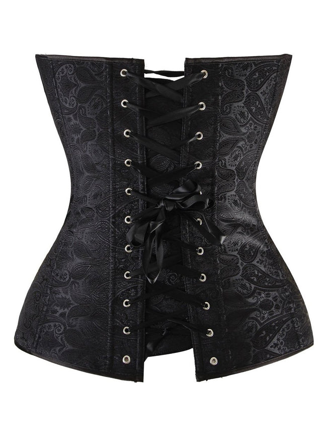 Burlesque Jacquard Bouffant Chest Bustier Corset with Thin Padded Cups
