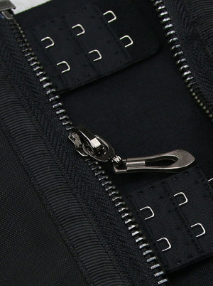 Women's Fashion 9 Steel Bones Latex Waist Cincher Shapewear Corset with Zipper Black Detail View