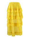 Retro Renaissance Asymmetrical Ankle Length High Low Skirt Yellow