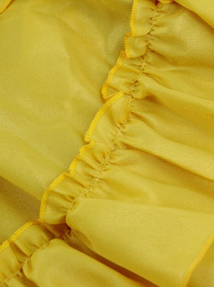 Rock Punk Comfortable Ruffled Irregular Rockabilly Party Skirt Yellow