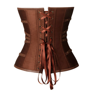 Steampunk Vintage Lace Up Corset with Buckles Back View