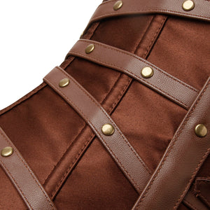Steampunk-themed Faux Leather Buckle Overbust Corset Detail View-2