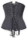 Gothic Punk Retro Pinstripe Plastic Boned Lace Up Corset with Buckles