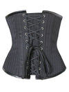 Fashion Hot Selling Palace Series Women Black Faux Leather Punk Gothic Spiral Steel Boned Corset Tops Back View