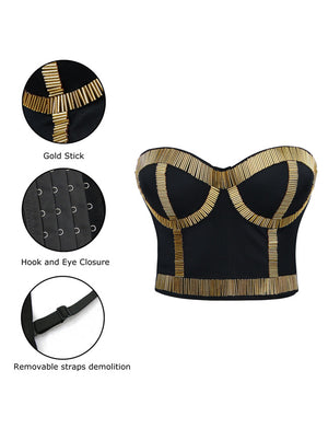 Fashion Sexy High Quality All-match Black Sweetheart Cosplay Dance Punk Rock Strapless Bra Top Detail View