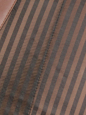 Men's Retro Spiral Steel Boned Stripe Waistcoat Vest with Chain Brown Detail View