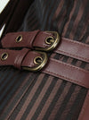 Men's High Quality Spiral Steel Boned Stripe Waistcoat Vest with Chain Brown Detail View