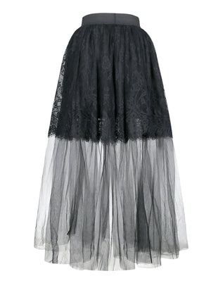 Maxi Midi Pleated Long Tulle Tutu Pleated High Waist Fit and Flared Skirt Main View