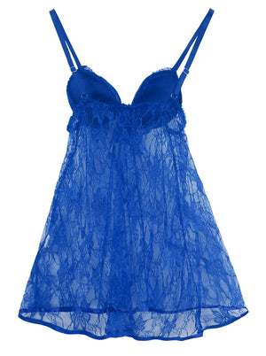 Sexy See-through Lace Spaghetti Strap Padded Cups Sleepwear