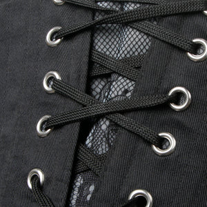 Black Mesh Punk Lace Up Underbust Corset Bustier Detail View-1