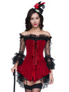 Steampunk Gothic Retro Boned Bustier Corset Top and Lace Dress