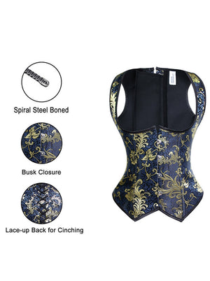 Burlesque Jacquard Bədən Forma Təlimi Cincher Underbust Korset Vest