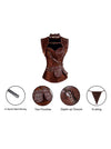 Women's Fashion Spiral Steel Boned High Neck Hourglass Corset with Jacket and Belt Brown Detail View