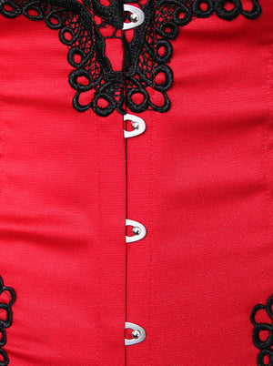Corset à lacets avec broderie florale rétro gothique victorien avec jupe en dentelle
