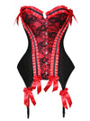 Burlesque Lace Satin Ruffles Trim Bustier Top with Garters Valentines Costume Corset