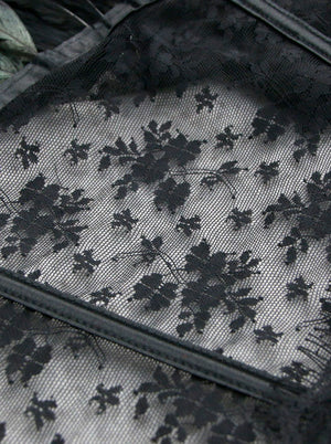 Steampunk Gothic Retro Floral Lace Feather Bolero Jacket Shrug Detail View