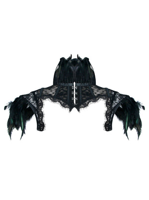 Steampunk gothique accessoires boléro en plumes de dentelle veste haussement d'épaules