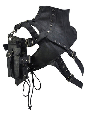 Steampunk Kostüm Zubehör Retro Gothic One-Shoulder Armor Armlet Armband Achselzucken mit Pocket Black Hauptansicht