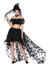 2 Pcs Halloween Costume Steampunk Off Shoulder Crop Top with High Low Skirt Set