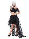 2 Pcs Sexy Steampunk Off Shoulder Peasant Crop Top with Organza Skirt Set