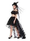 2 Pcs Sexy Steampunk Off Shoulder Peasant Blouse Crop Top with Organza Skirt Set