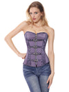 Women's Goth Jacquard Halloween Party Corsets Bustiers with Buckles Purple Main View